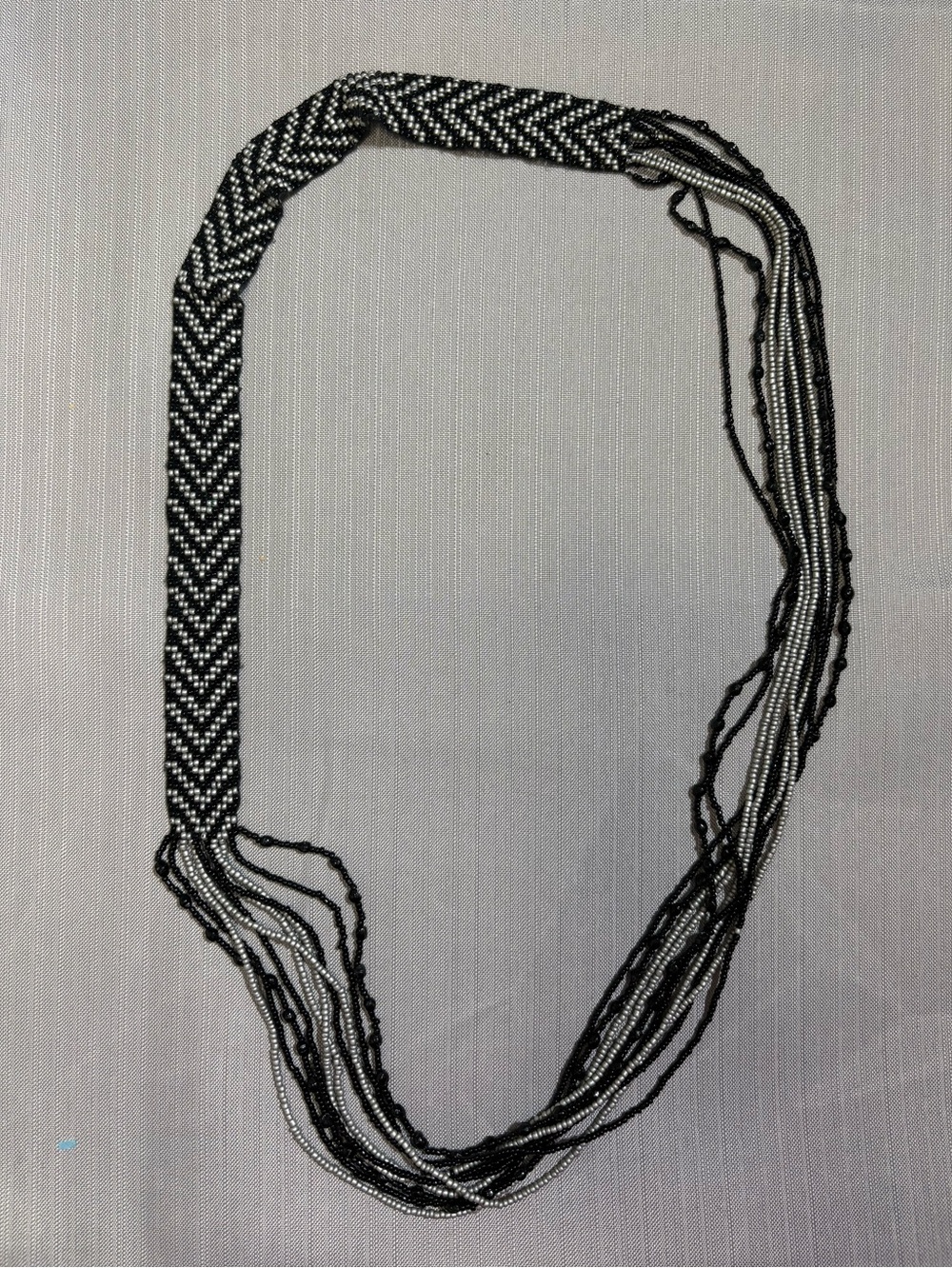 Black/silver seed beaded necklace
